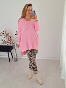 Oversize Strick Pullover Rosa