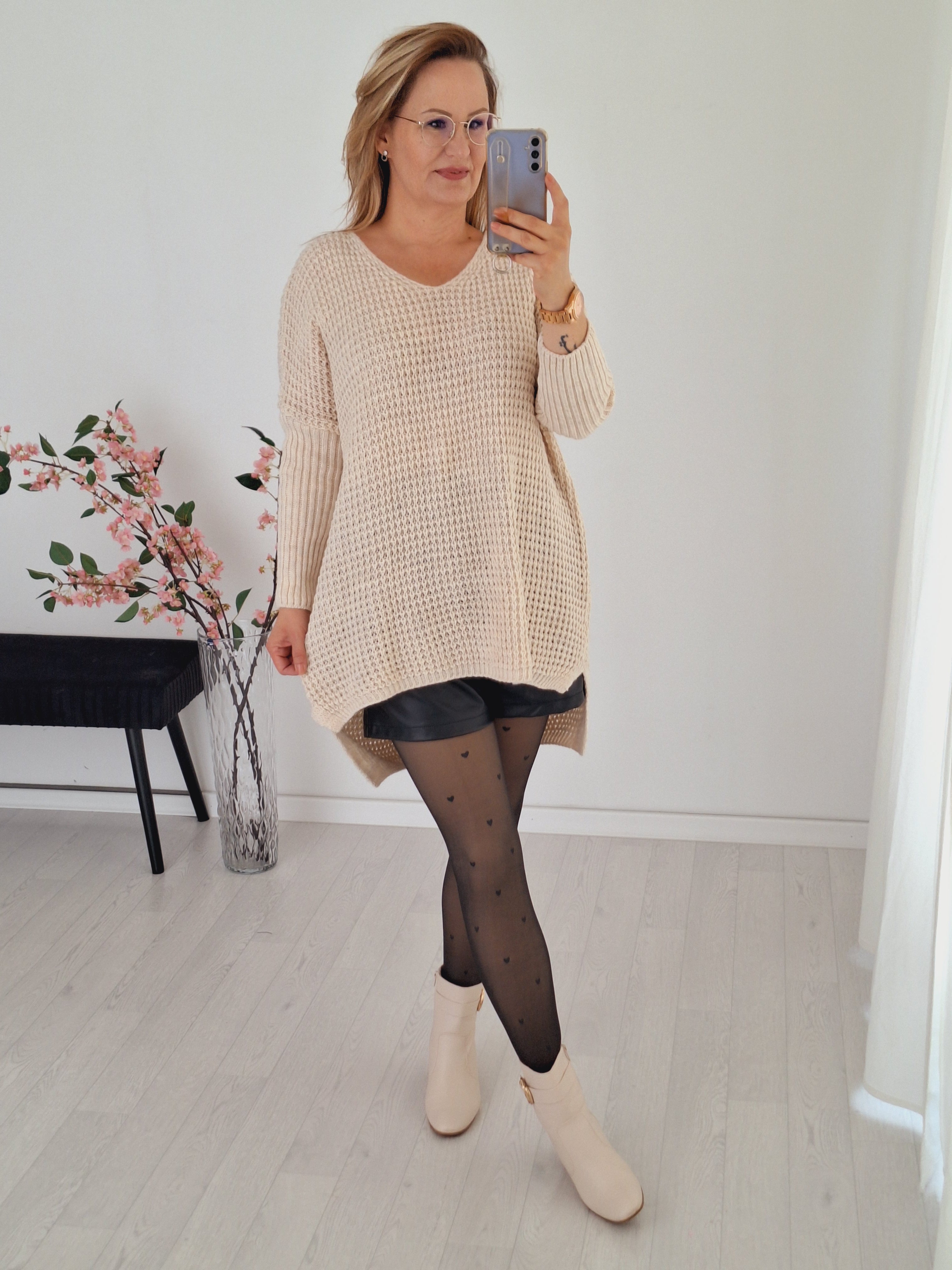 Oversize Strick Pullover Creme