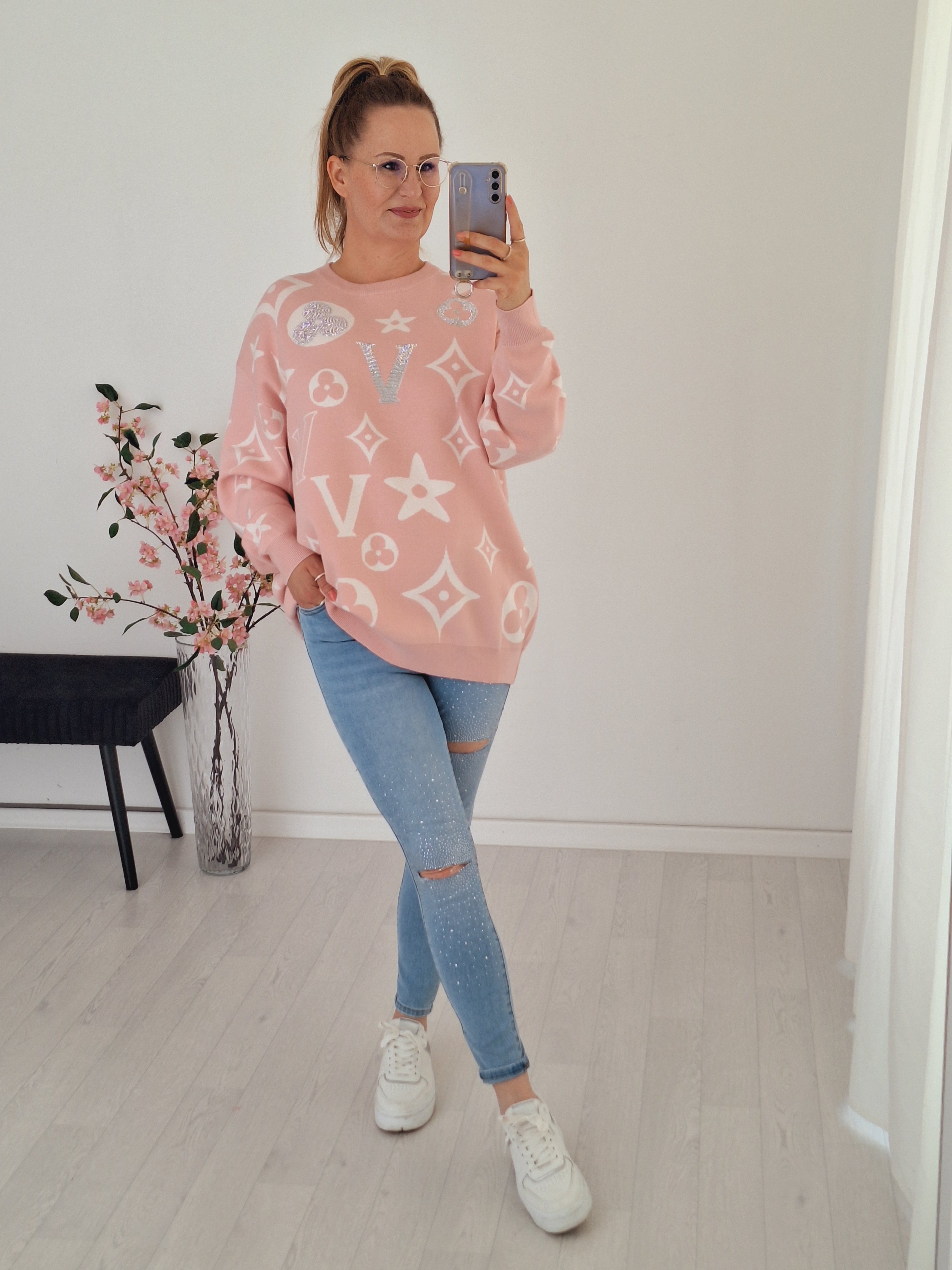 Feinstrick Pullover Veronika Rosa