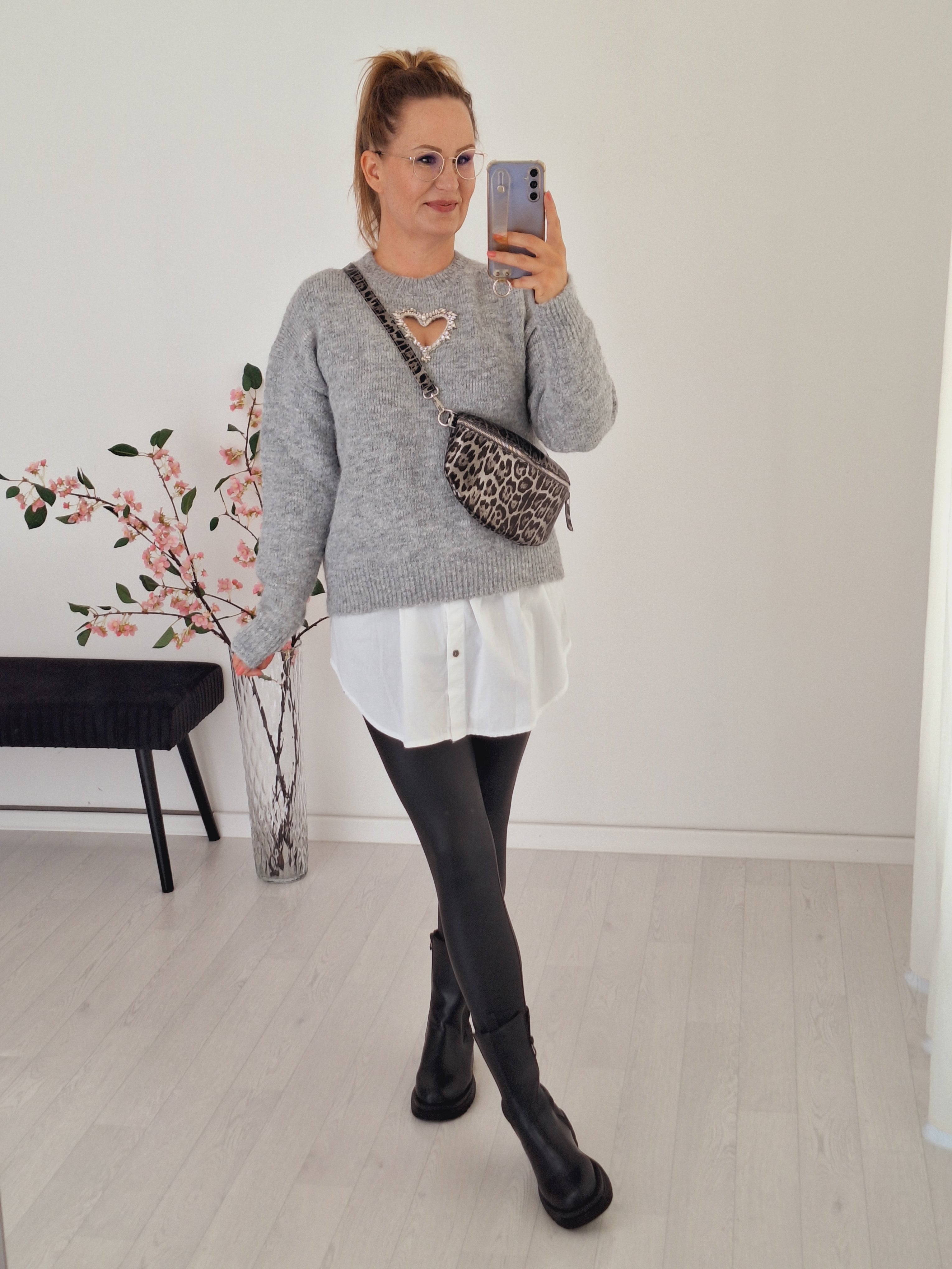 Strick Pullover Diamant Grau