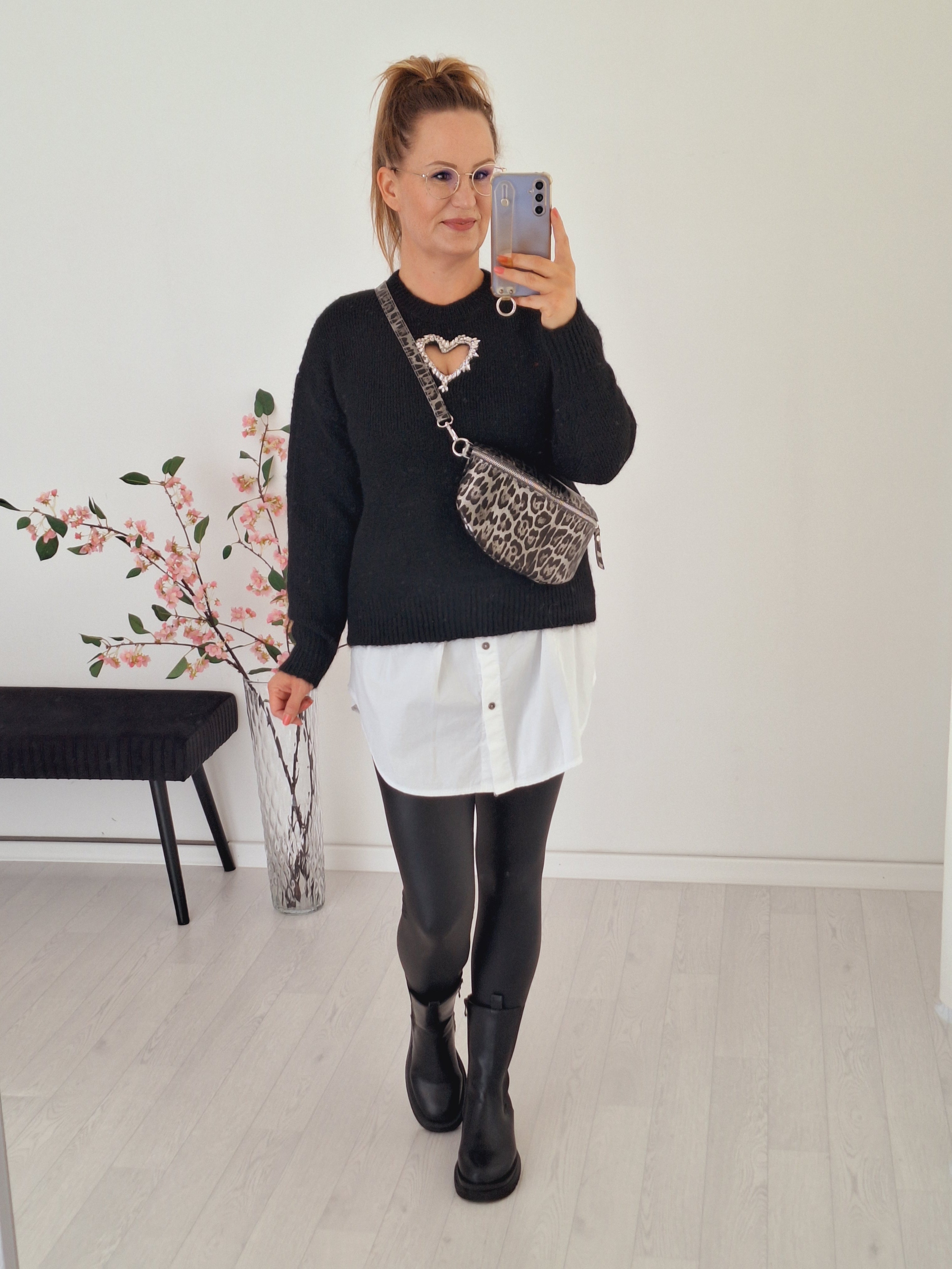 Strick Pullover Diamant Schwarz