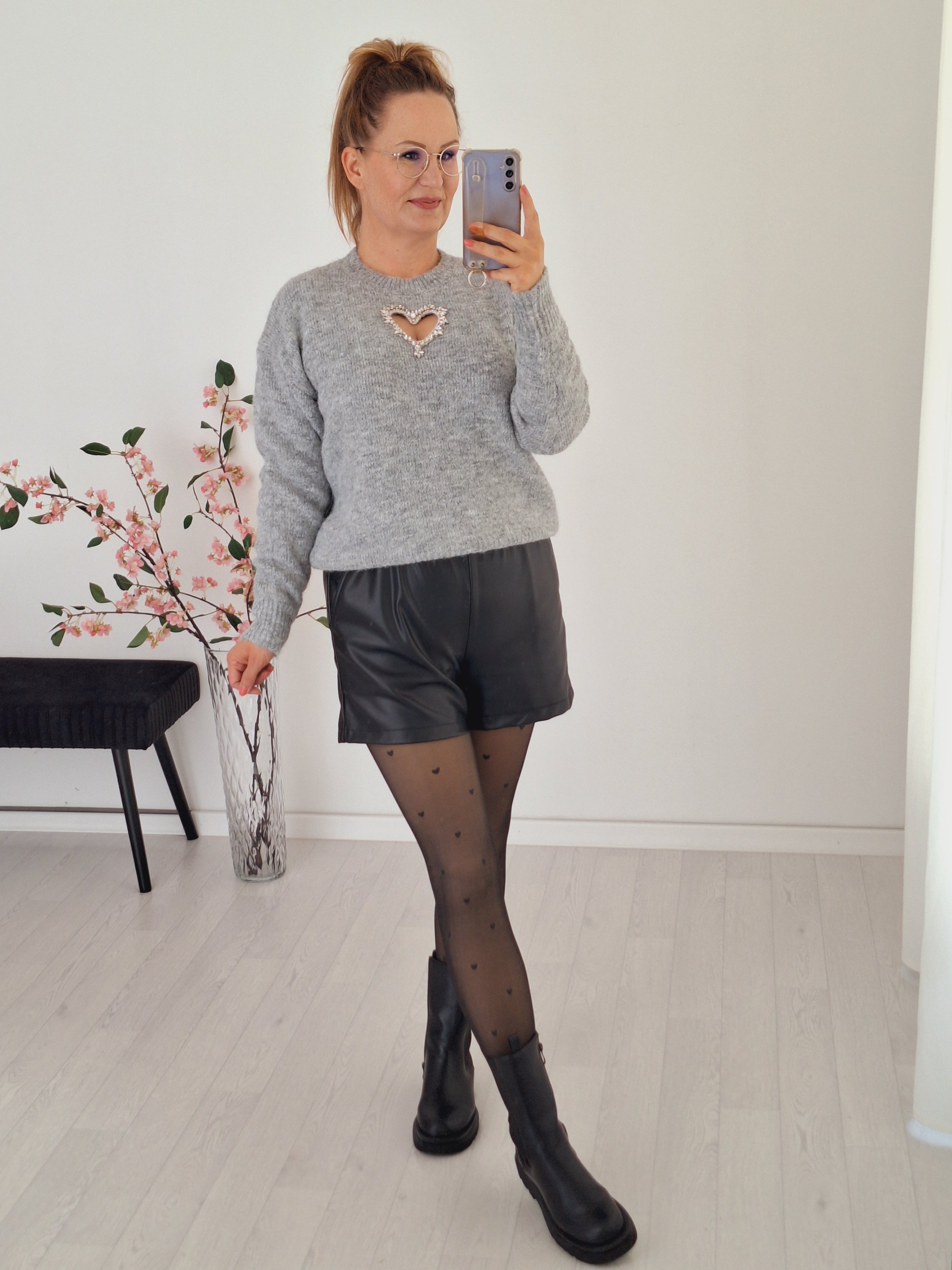 Strick Pullover Diamant Grau