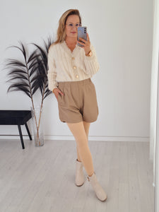 High Waist Leder Short Beige (ver. Größen)