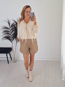 High Waist Leder Short Beige (ver. Größen)