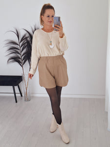 High Waist Leder Short Beige (ver. Größen)