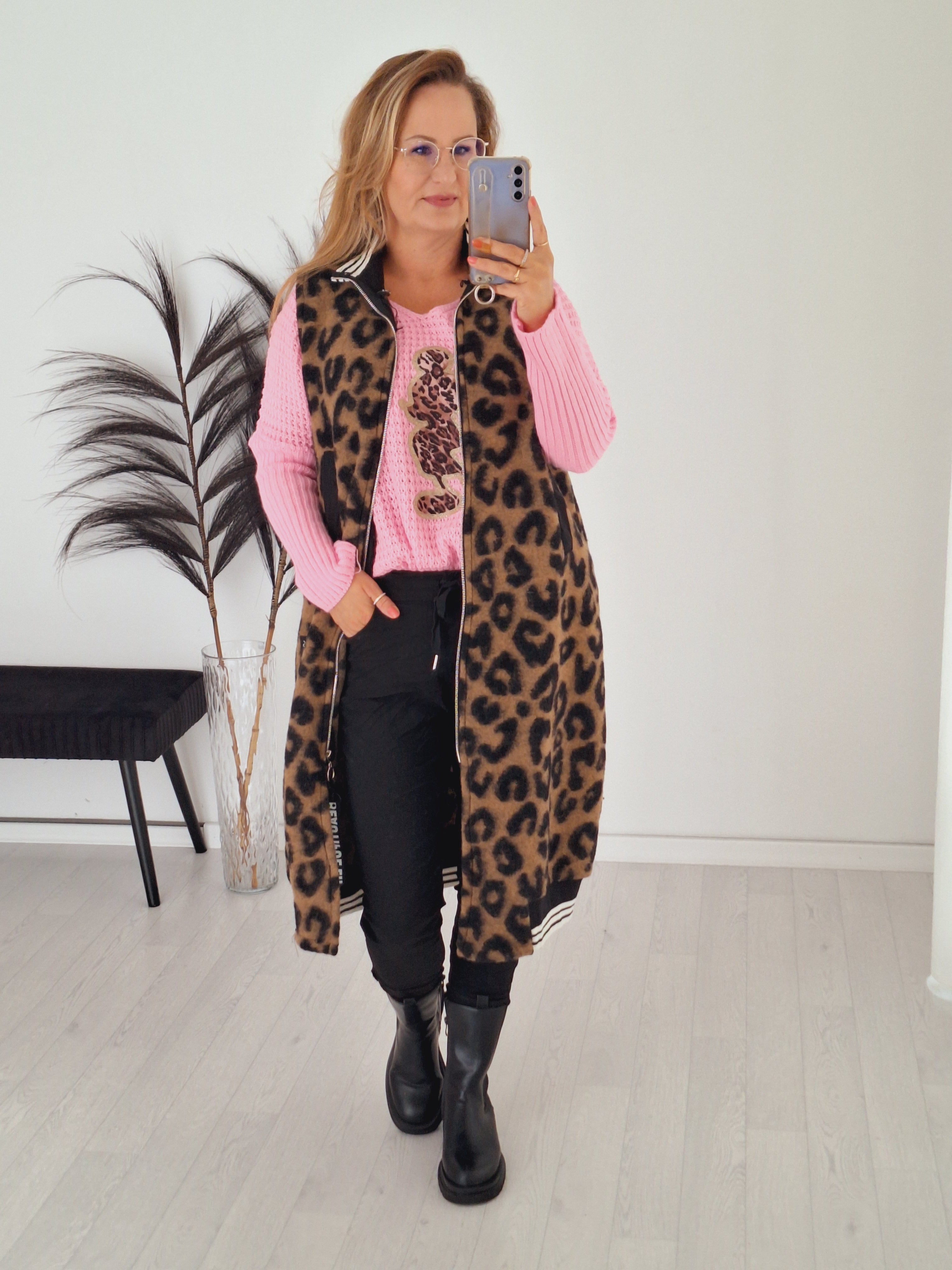 Oversize Strick Pullover Mouse Rosa