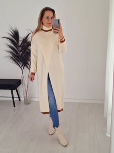 Rolkragen Pullover Kleid Eleanor Creme