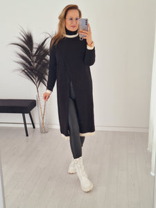 Rollkragen Pullover Kleid Eleanor Schwarz