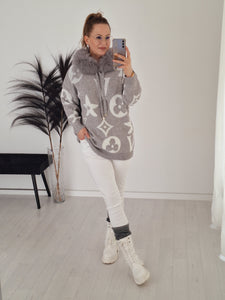 Strick Hoodie Veronika Grau