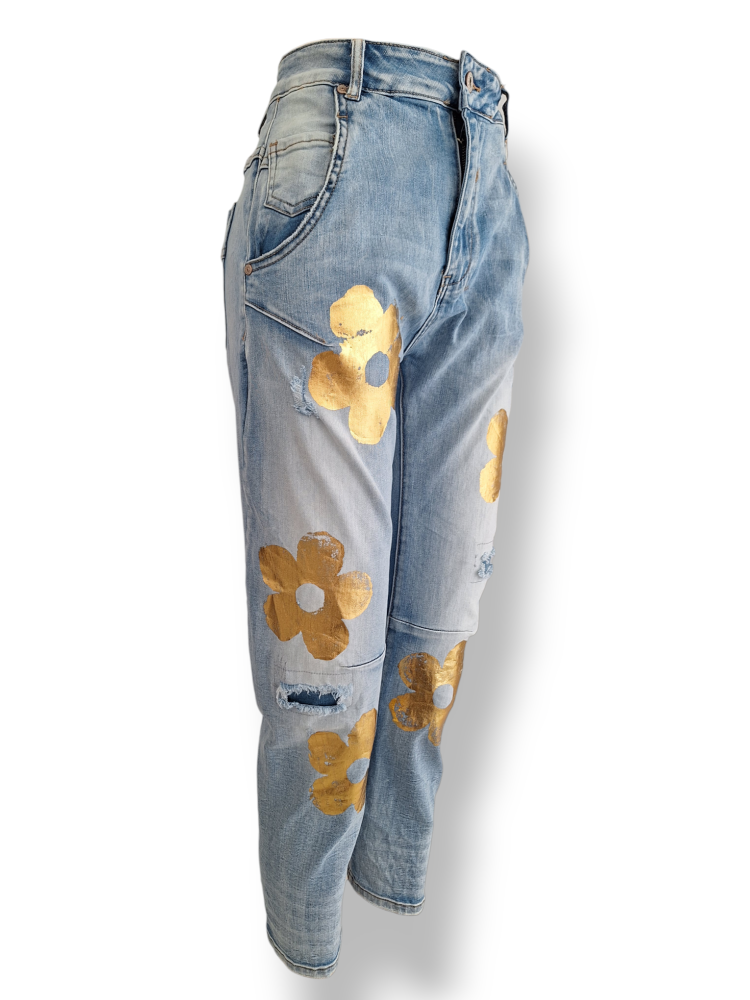 Stretch Jeans Flower Gold (ver. Größen)