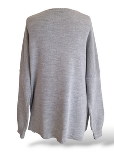 Oversize Strick Pullover Rock & Roll Grau