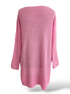 Oversize Strick Pullover Mouse Rosa