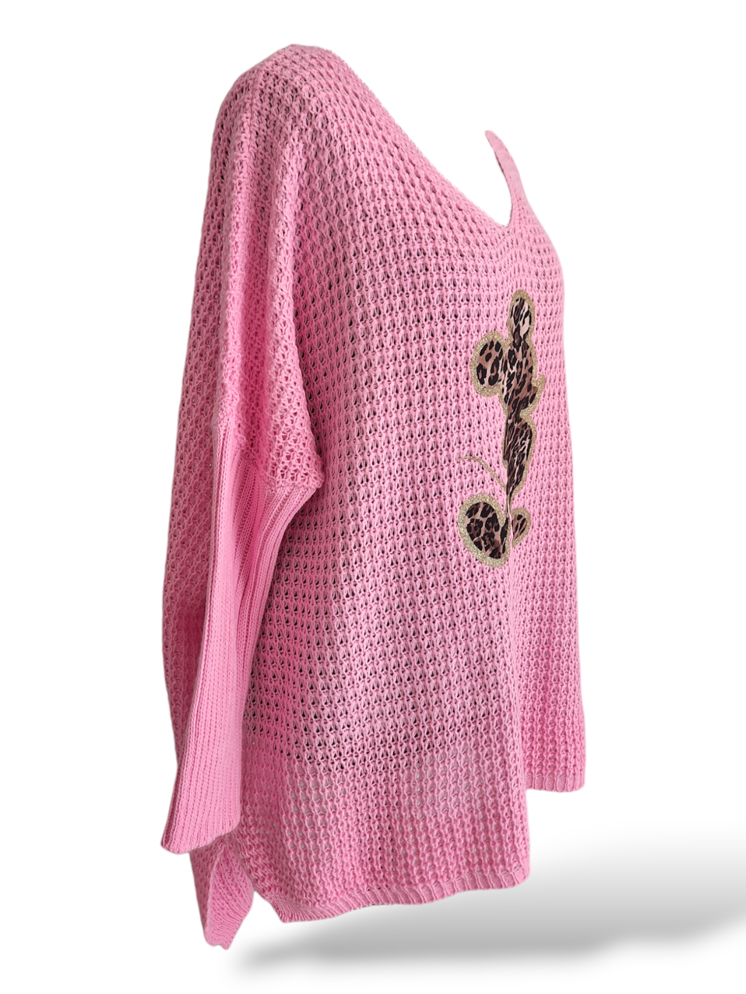 Oversize Strick Pullover Mouse Rosa