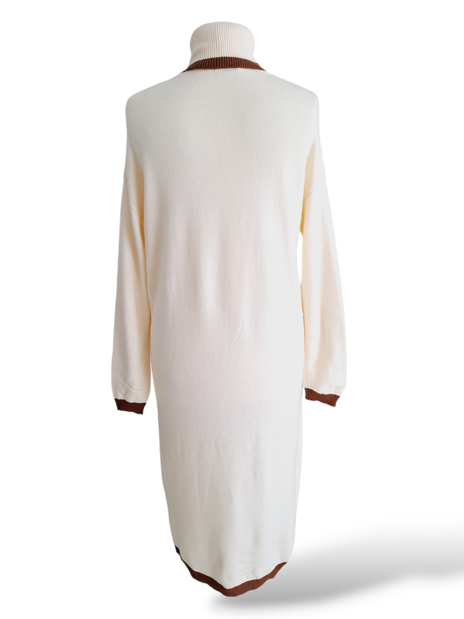 Rolkragen Pullover Kleid Eleanor Creme