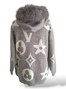 Strick Hoodie Veronika Grau