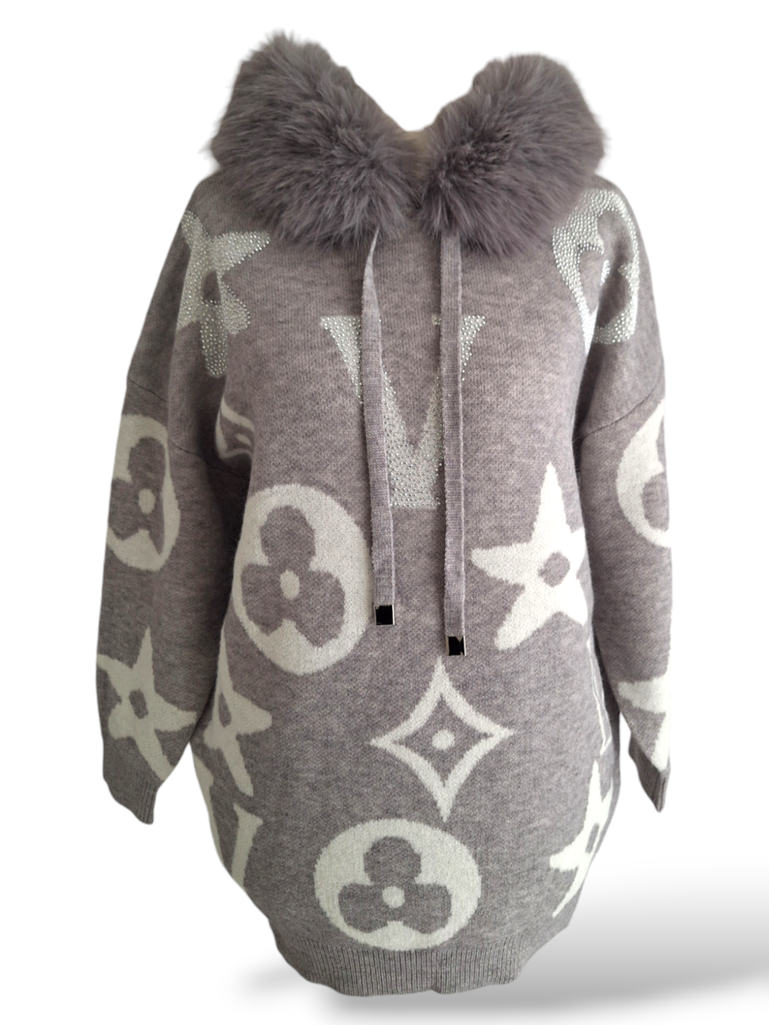 Strick Hoodie Veronika Grau