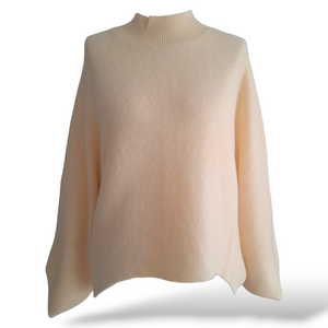 Oversize Vokuhila Strickpullover Creme