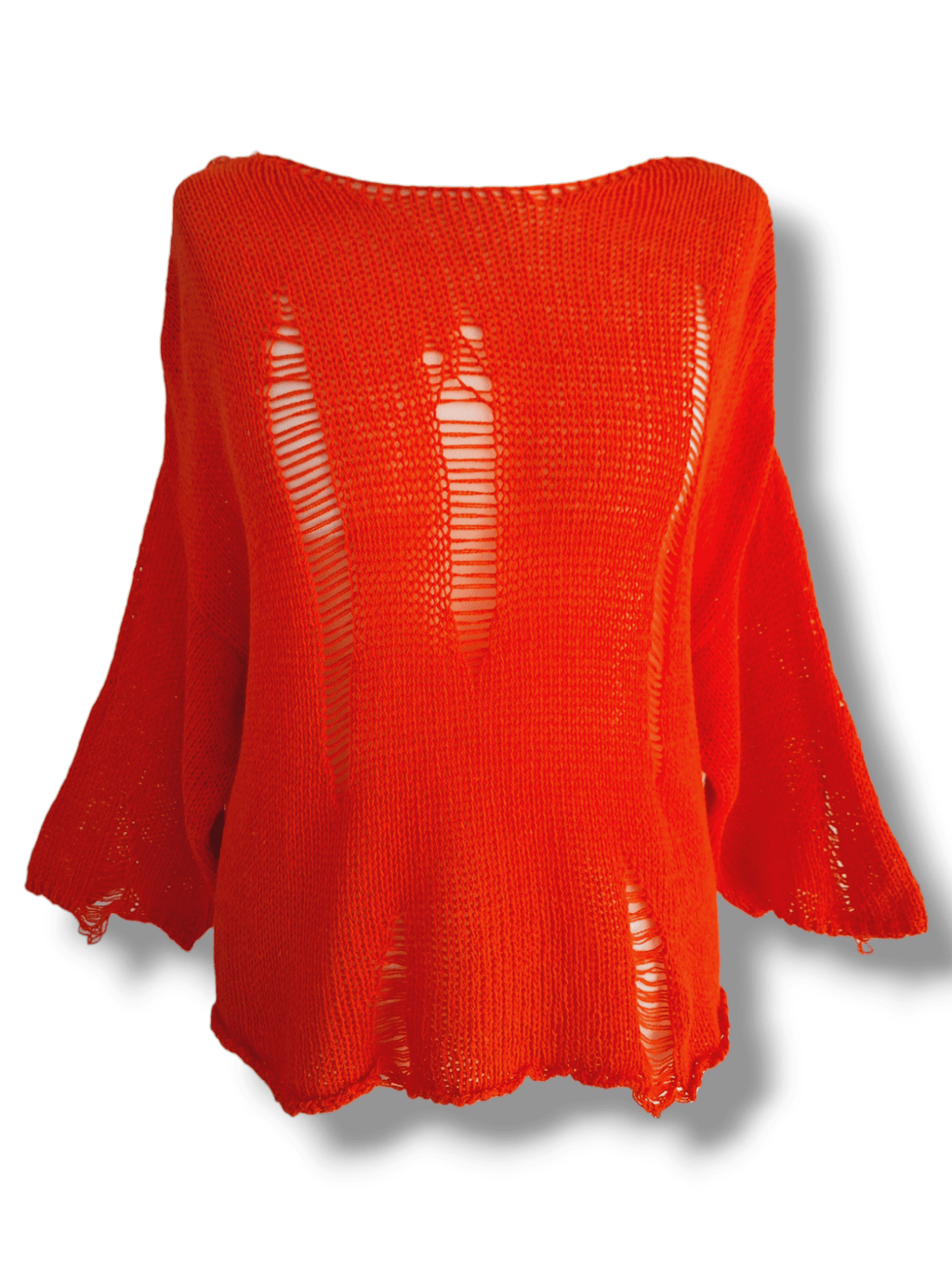 Oversize Lochstrick Pullover Orange - Your Style