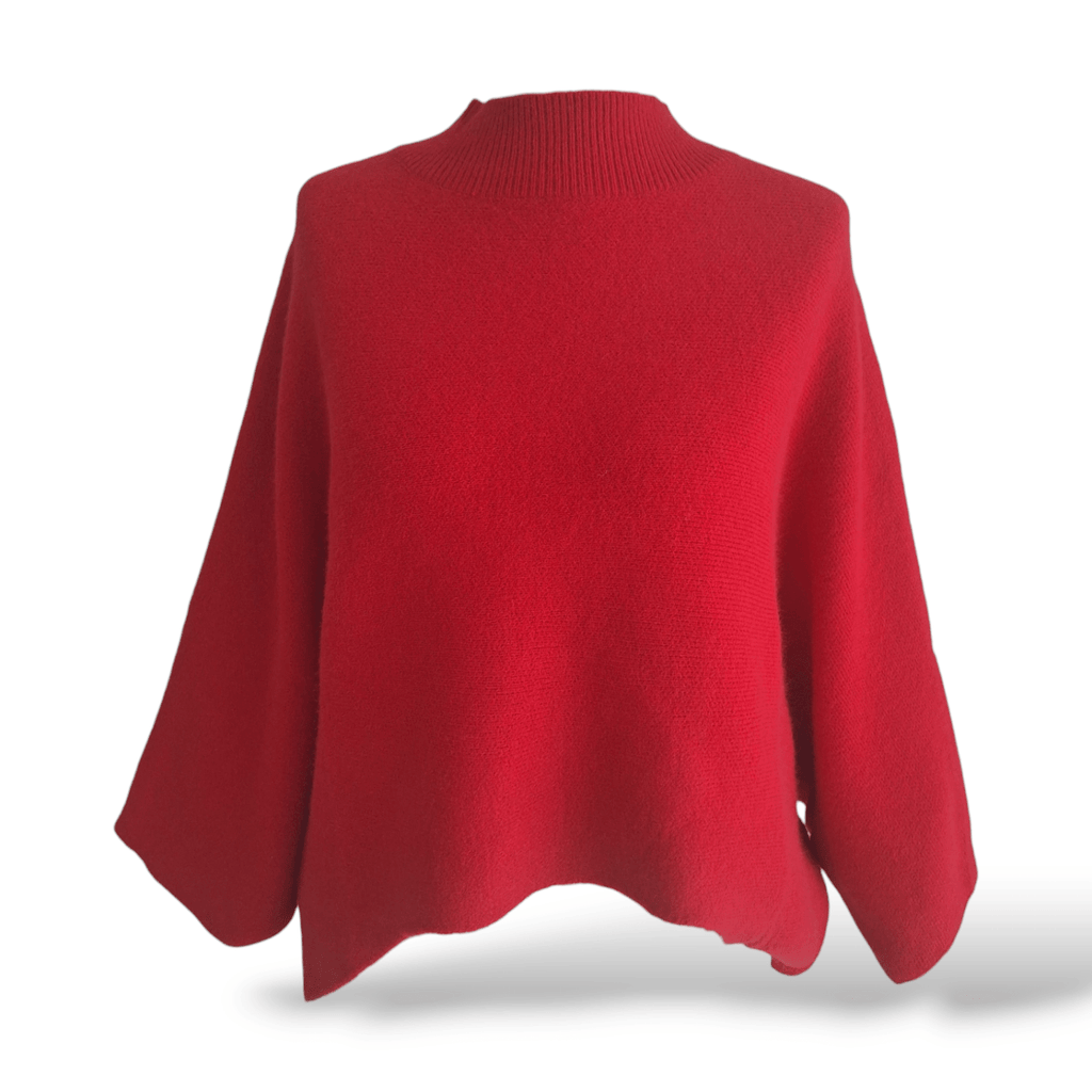 Oversize Vokuhila Strickpullover Rot - Your Style