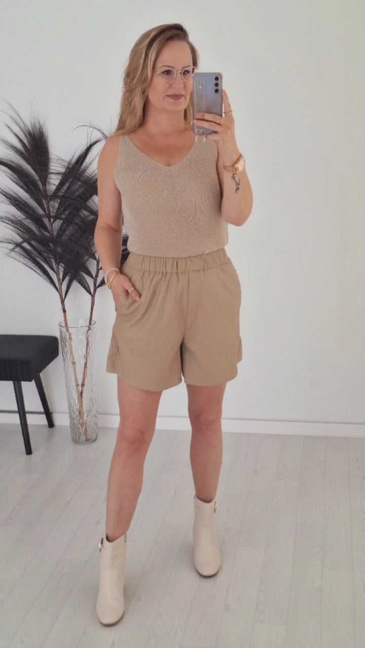 High Waist Leder Short Beige (ver. Größen)