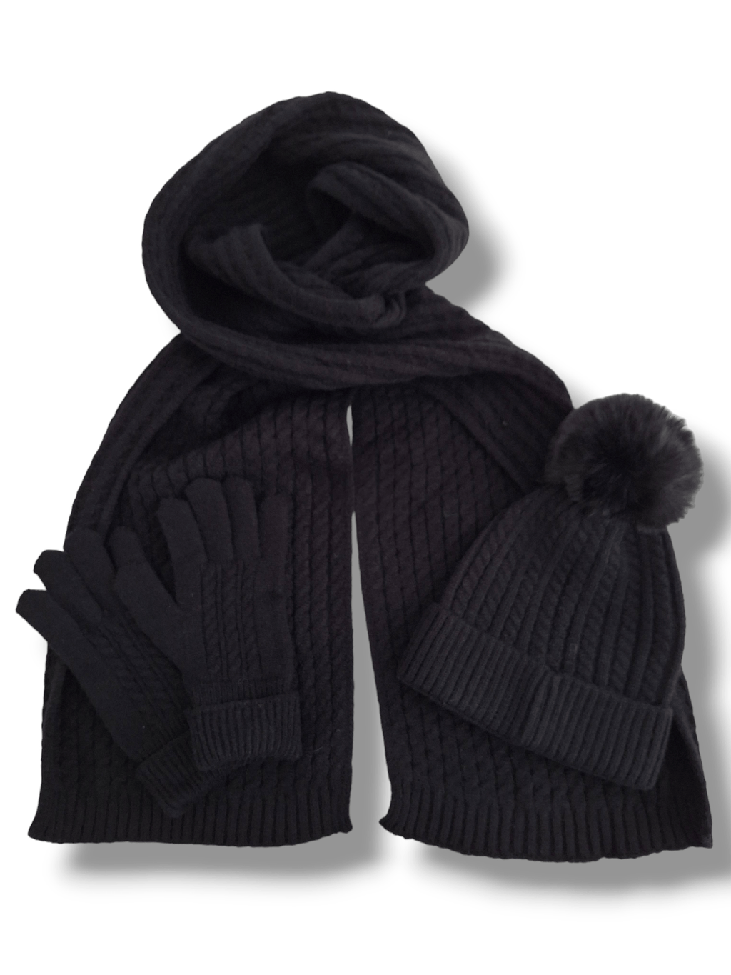 Winter Set Schwarz (Mütze, Schal, Handschuhe) - Your Style